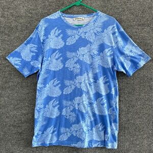 Ganj Mens T-Shirt Size 2XL Blue Leaf Print Round Neck Casual Short Sleeve